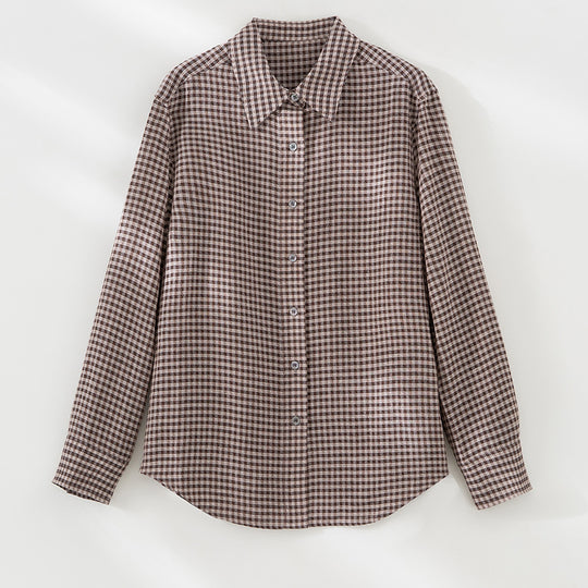 Damen Karierte Oversize-Hemdenbluse mit durchgehender Knopfleiste Nord Taschen