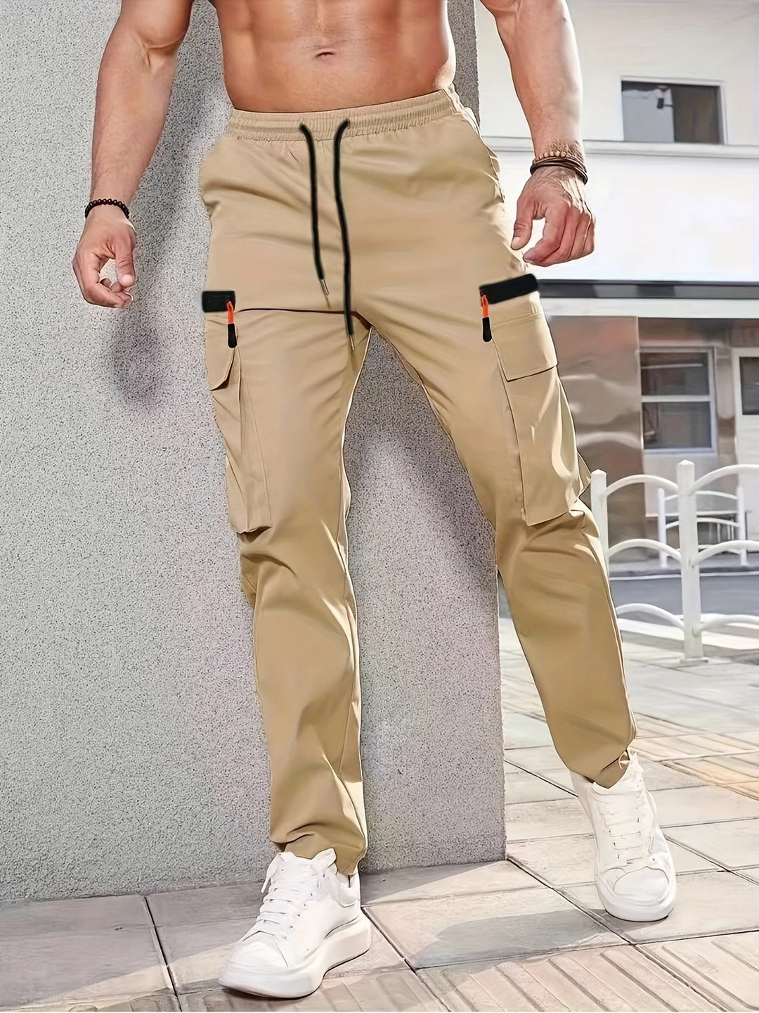 Herren Cargohose im Joggerstil mit elastischem Bund, Tunnelzug & Mehrfachtaschen Nord Taschen