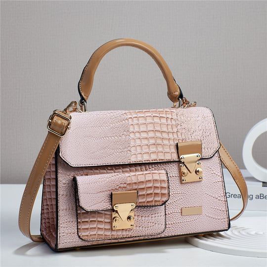 Damen elegante Handtasche im Krokodil-Design mit goldenen Akzenten Nord Taschen