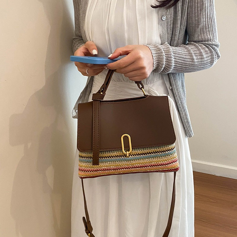 Damen elegante Satchel-Tasche mit geflochtener Ausstattung Nord Taschen