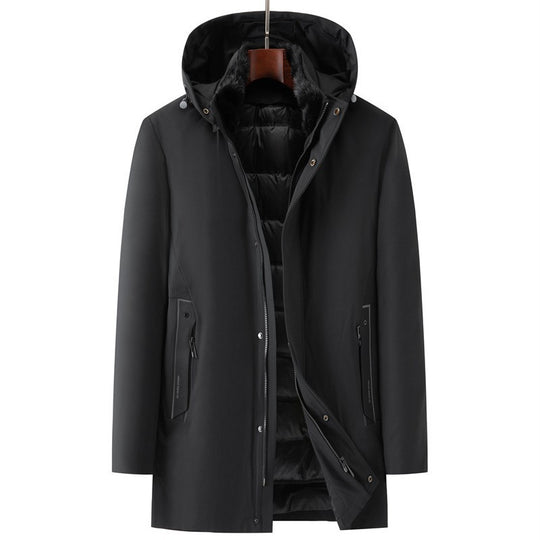 Herren wasserdichter zweilagiger Mantel mit gesteppter Innenjacke und Kapuze Nord Taschen
