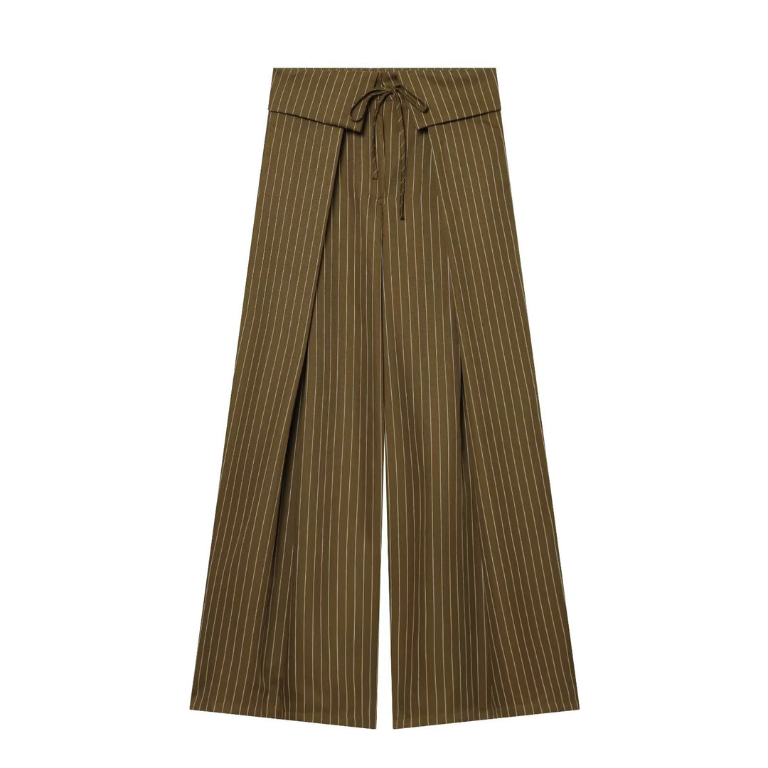 Damen Weite Highwaist-Palazzohose mit Wickel-Front und Taillenschnürung Nord Taschen