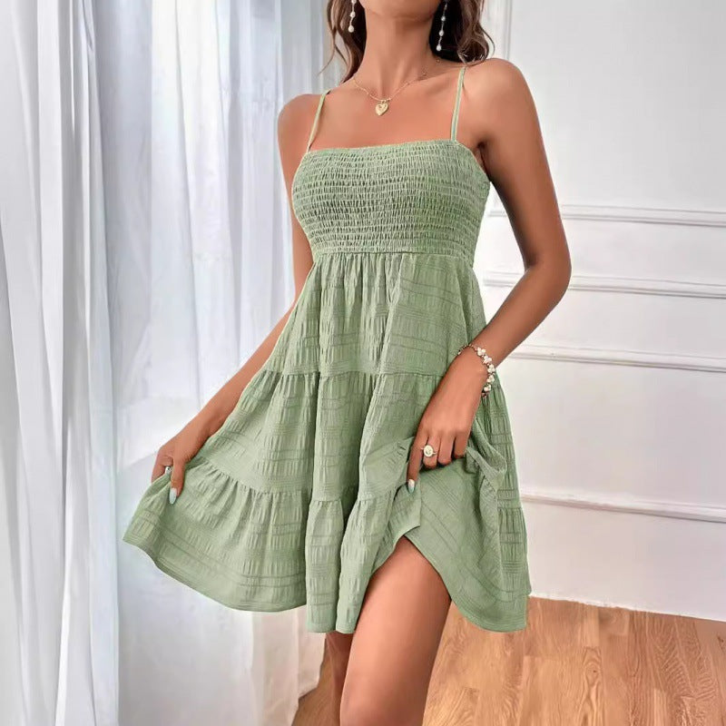 Damen luftiges Sommerkleid mit legerem Schnitt und eleganten Spaghetti-Trägern