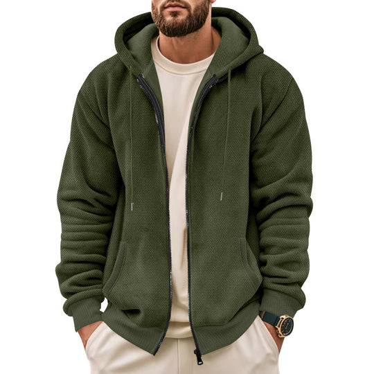 Herren Strukturiertes Kapuzen-Sweatshirt mit Vollzip, Seitentaschen und Rippbündchen Nord Taschen