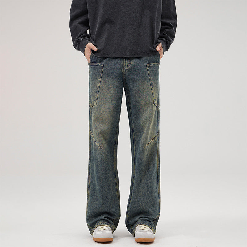 Herren Baggy-Denim-Cargohose mit ergonomischen Knieabnähern und großzügigen Fronttaschen Nord Taschen