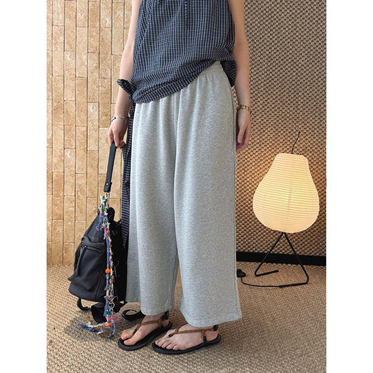 Damen Weiche High‑Waist Lounge‑Palazzohose aus Sweat mit elastischem Bund Nord Taschen