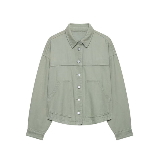 Damen Oversize-Workerjacke aus Baumwoll-Twill Nord Taschen