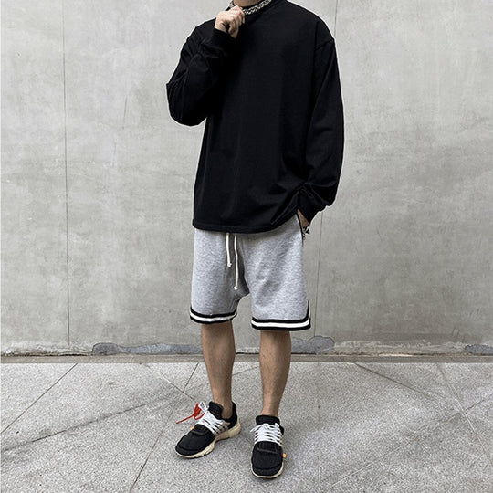 Herren locker sitzende French-Terry Sweatshorts mit Kordelzug und Kontraststreifen Nord Taschen