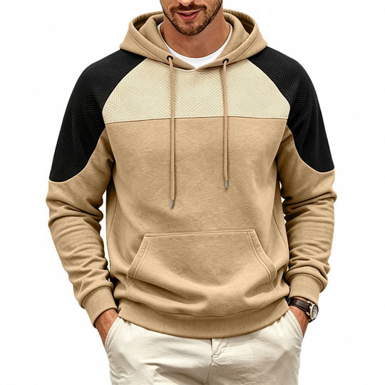 Herren Kapuzenpullover aus French Terry mit Waffelstruktur-Einsätzen und Kängurutasche Nord Taschen