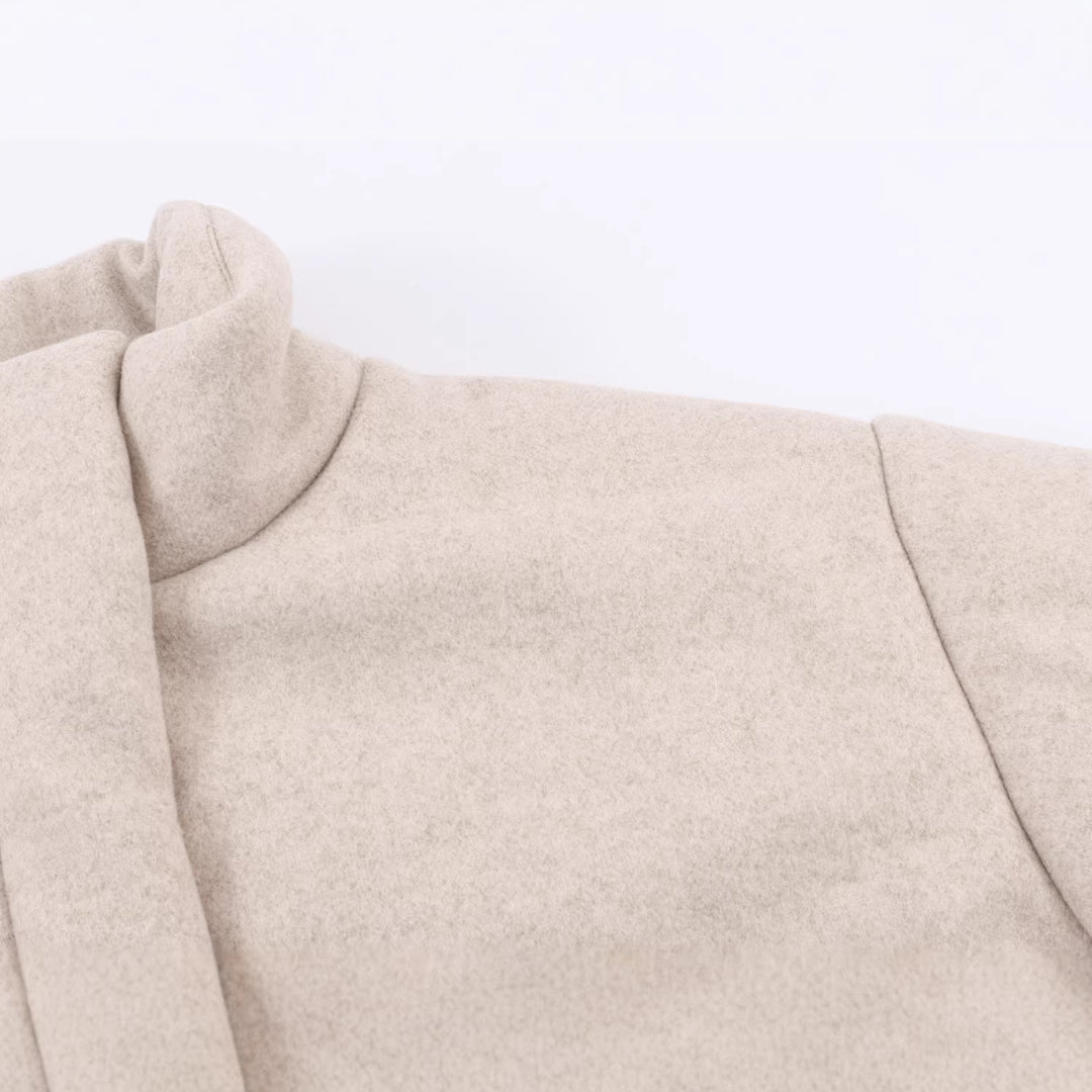 Damen Kurze wattierte Wollmix-Übergangsjacke mit hohem Stehkragen und verdeckter Druckknopfleiste Nord Taschen