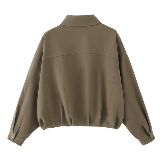 Damen Oversize Utility-Jacke mit Pattentaschen, Drop-Shoulder und elastischem Saum Nord Taschen