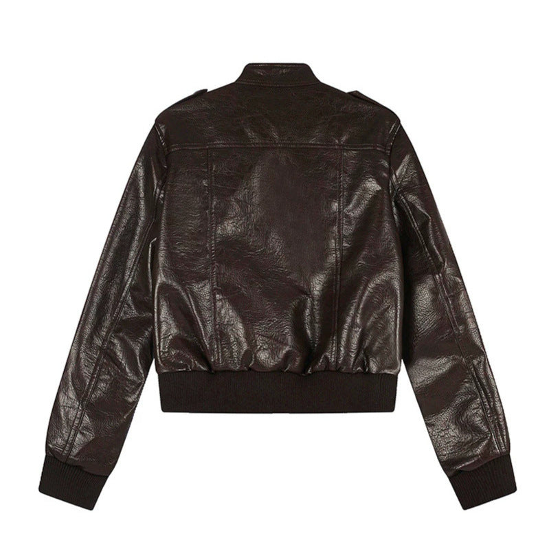 Herren Lederoptik-Bomberjacke Nord Taschen