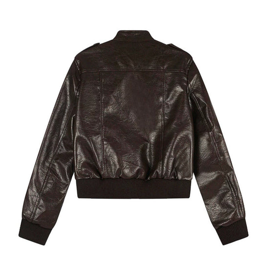 Herren Lederoptik-Bomberjacke Nord Taschen
