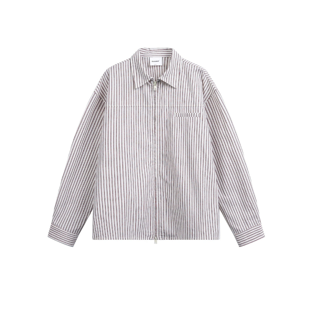 Herren Gestreiftes Overshirt mit Zwei‑Wege‑Reißverschluss und Brusttasche Nord Taschen