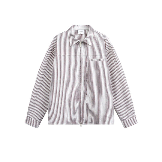 Herren Gestreiftes Overshirt mit Zwei‑Wege‑Reißverschluss und Brusttasche Nord Taschen