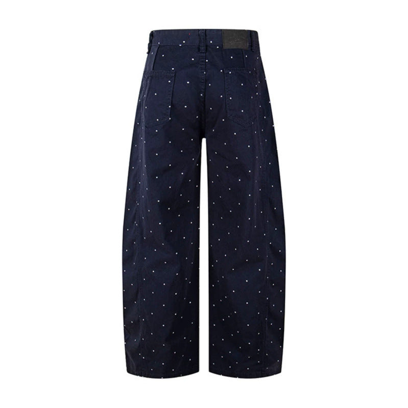 Damen High‑Waist Palazzo‑Hose im Culotte‑Stil mit weitem Bein und dezentem Punktmuster Nord Taschen