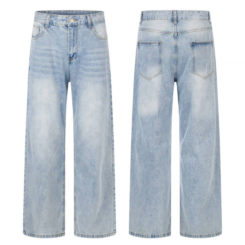 Damen Hochgeschnittene weite Jeanshose mit weitem Bein, Vintage‑Waschung und klassischem Taschen‑Design Nord Taschen