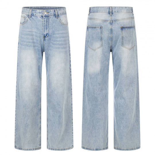 Damen Hochgeschnittene weite Jeanshose mit weitem Bein, Vintage‑Waschung und klassischem Taschen‑Design Nord Taschen