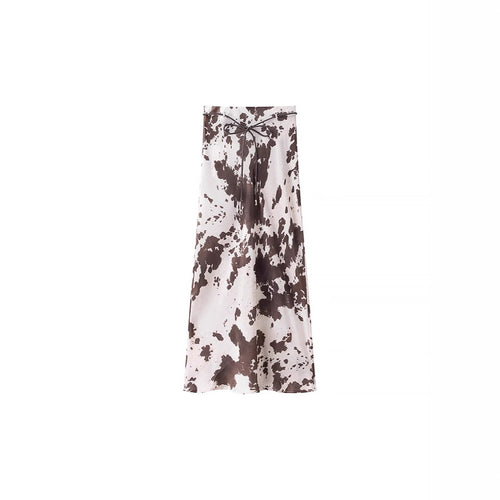 Damen Oversize-Hemdbluse mit Kuhflecken-Print, verdeckter Knopfleiste und weitem Schnitt Nord Taschen