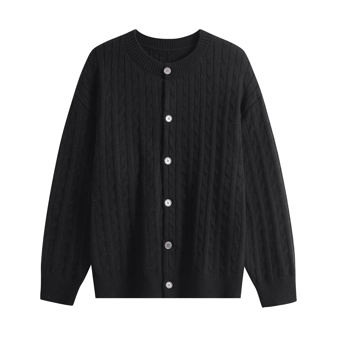 Damen Grobstrick-Cardigan mit Zopfmuster, Rundhalsausschnitt & durchgehender Knopfleiste Nord Taschen