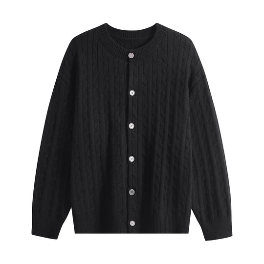 Damen Grobstrick-Cardigan mit Zopfmuster, Rundhalsausschnitt & durchgehender Knopfleiste Nord Taschen