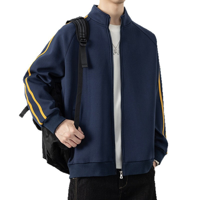 Herren Freizeit-Trainingsjacke mit Stehkragen, Reißverschluss und Kontraststreifen Nord Taschen
