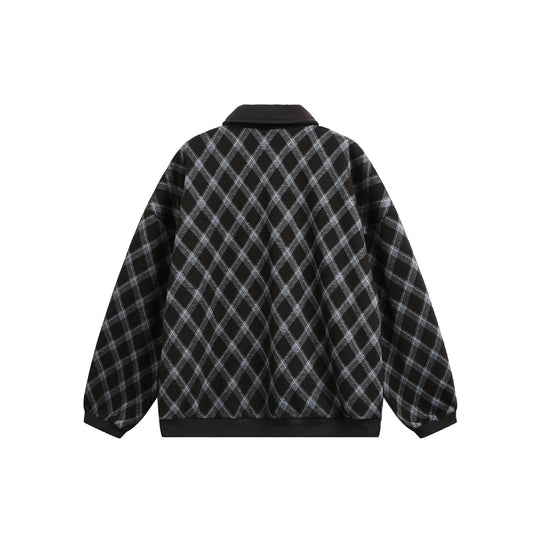 Damen Karierter Oversize‑Polo‑Pullover mit Halbknopfleiste und Rippbündchen Nord Taschen