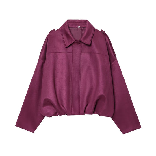 Damen Gekürzte Wildlederoptik-Blousonjacke mit Taillen-Smock und Schulterpatten Nord Taschen