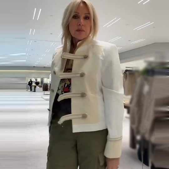Damen Kurzjacke im militärisch inspirierten Satin‑Look mit Stehkragen Nord Taschen