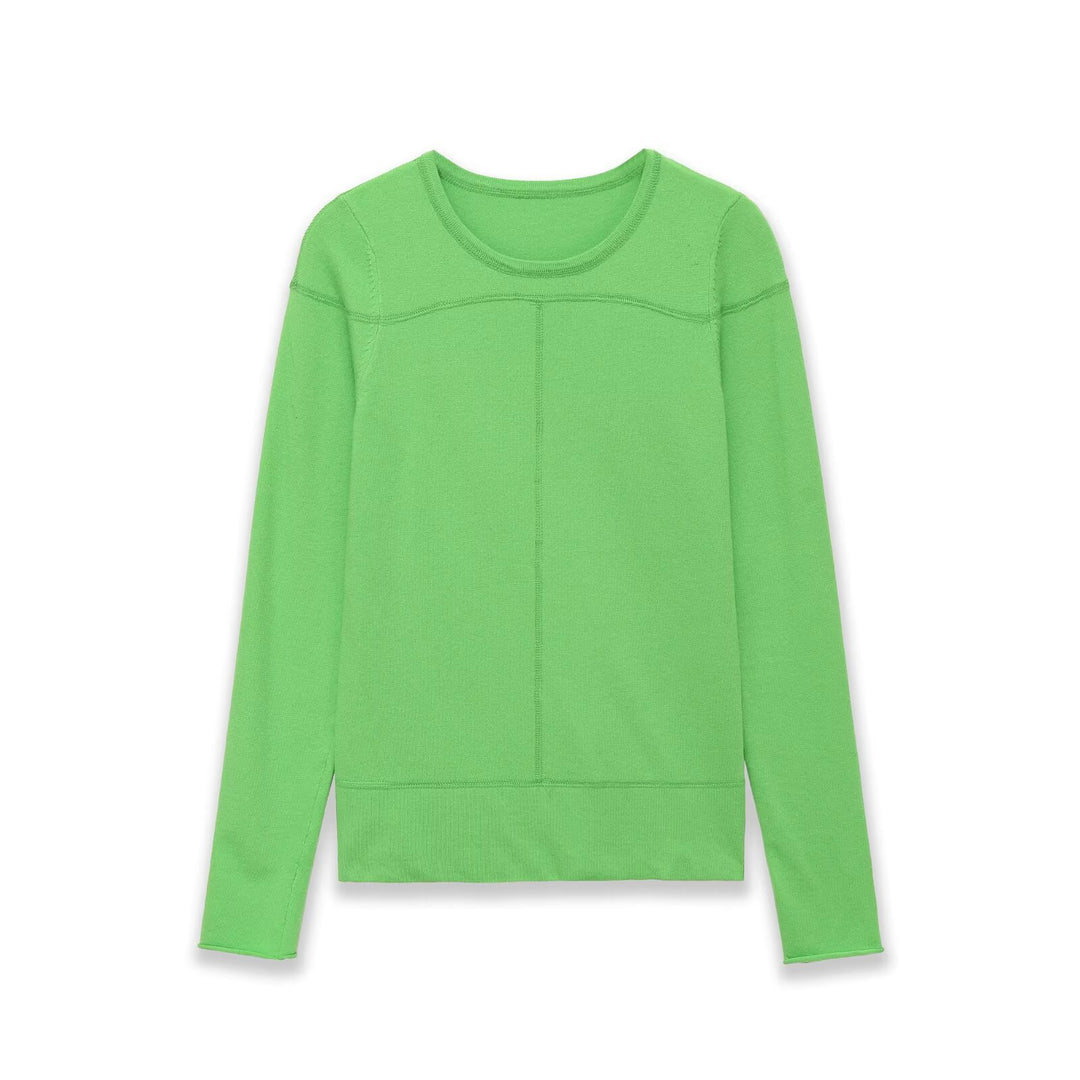 Damen Leichter Feinstrickpullover mit Rundhalsausschnitt und dekorativen Nahtdetails Nord Taschen