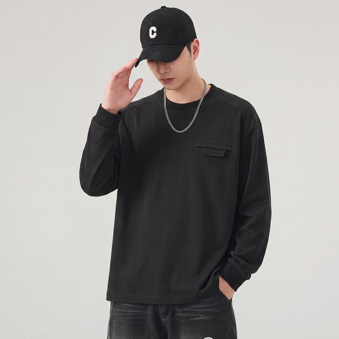 Herren Oversize Sweatshirt mit Brustklappe und Raglanärmeln Nord Taschen