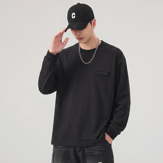 Herren Oversize Sweatshirt mit Brustklappe und Raglanärmeln Nord Taschen