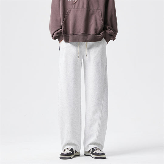 Herren Ultraweit geschnittene Fleece-Loungehose mit Tunnelzug und geradem Bein Nord Taschen