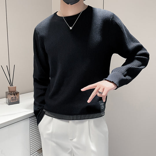Herren Feinstrick-Pullover mit dezenter Rippenstruktur und kontrastiertem Saum Nord Taschen