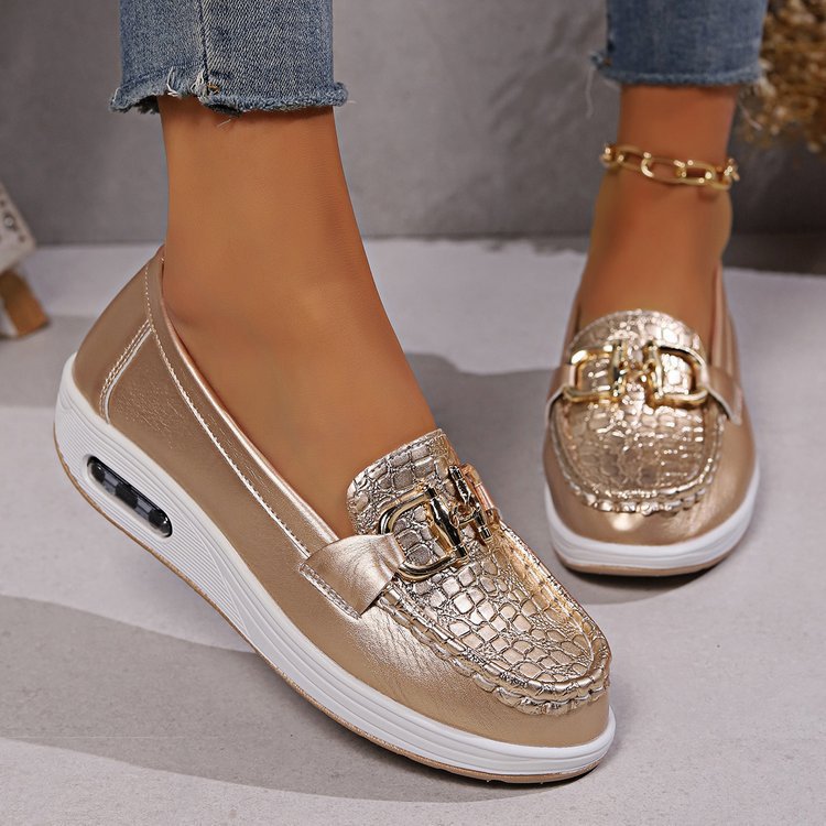 Damen  modische Plateau Loafer mit gepolstertem Luftkissenfußbett und Krokoprägung Nord Taschen