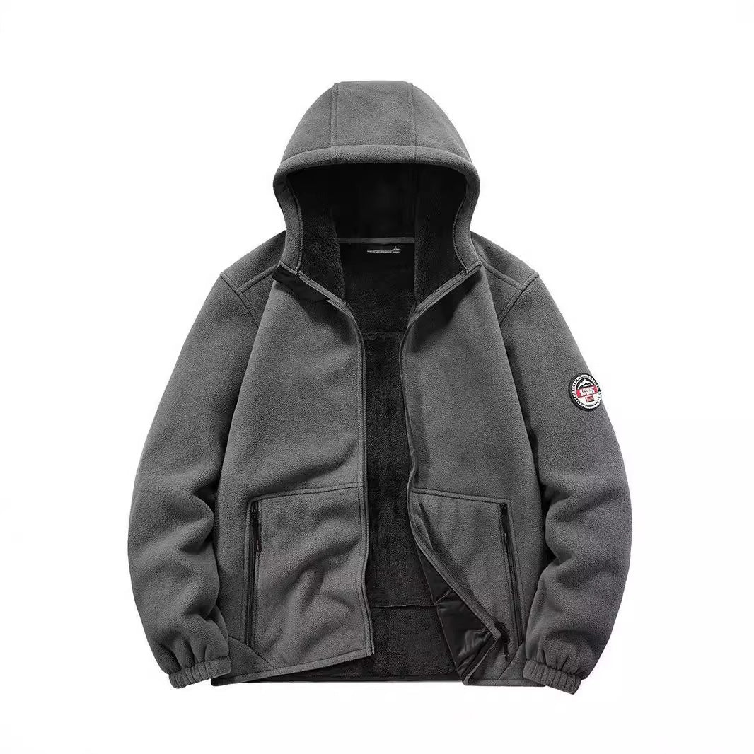Herren Isolierte Fleece-Hoodiejacke mit Sherpa-Innenfutter und Zwei-Wege-Reißverschluss Nord Taschen