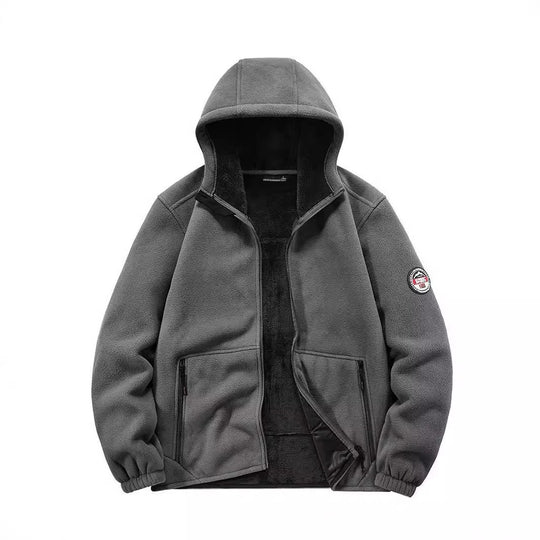 Herren Isolierte Fleece-Hoodiejacke mit Sherpa-Innenfutter und Zwei-Wege-Reißverschluss Nord Taschen