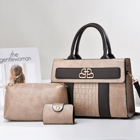 Damen elegante Handtasche im Set mit abnehmbarer Clutch und Portemonnaie Nord Taschen