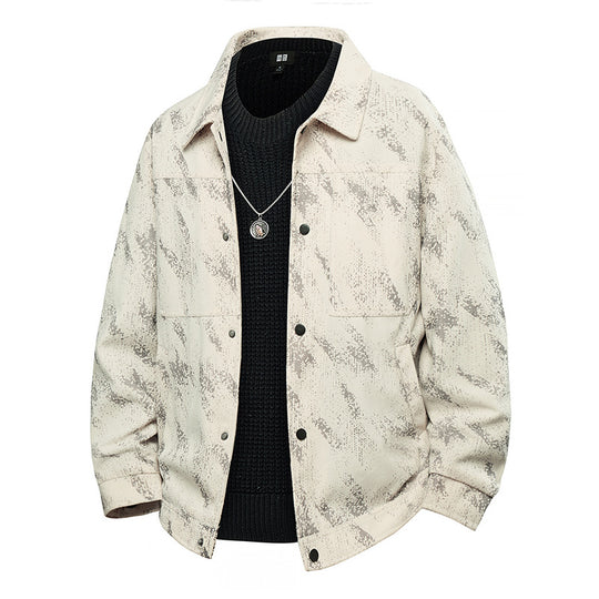 Herren Leichte Overshirt-Jacke mit dezenter Reptilprägung und Druckknopfverschluss Nord Taschen