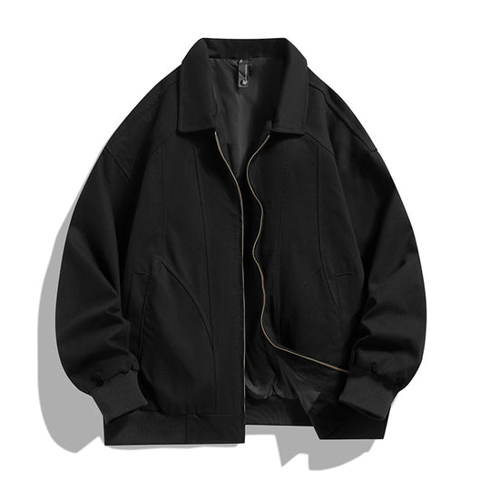Men's  oversized collared zip-up lined utility bomber jacket with angled welt pockets Nord Taschen