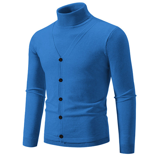 Herren Feiner Rollkragenpullover mit dekorativer Knopfleiste und schmaler Silhouette Nord Taschen