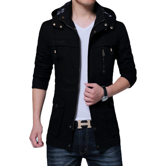 Herren Utility-Canvasjacke mit Kapuze, Reißverschluss-Front und Mehrfachtaschen Nord Taschen