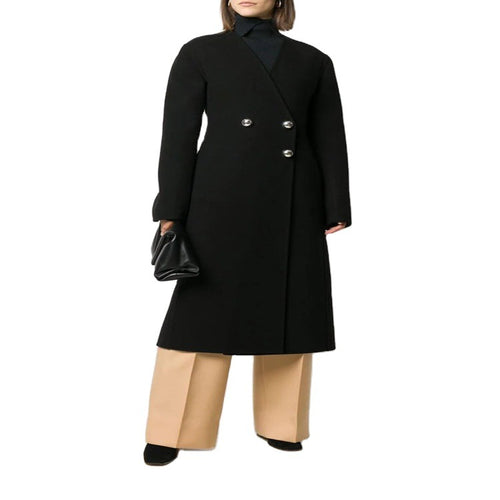 Damen Einreihiger Midimantel im Clean‑Tailoring mit dezenten Metallknöpfen und taillierter Naht Nord Taschen