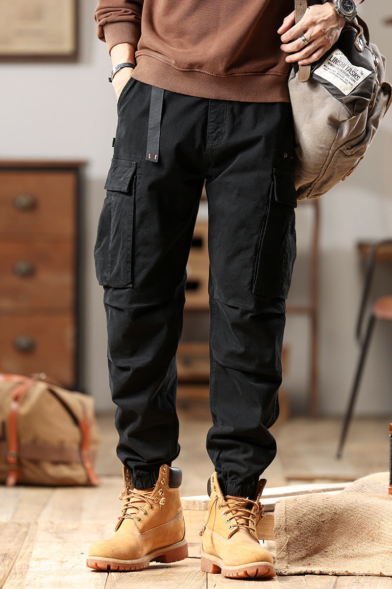 Herren Utility-Cargo-Hose mit verstellbarem Gürtelbund, Mehrfachtaschen und elastischem Saum Nord Taschen