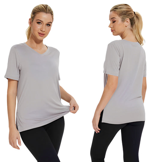 Damen Funktionales V-Ausschnitt Sportshirt mit atmungsaktiver Technologie Nord Taschen