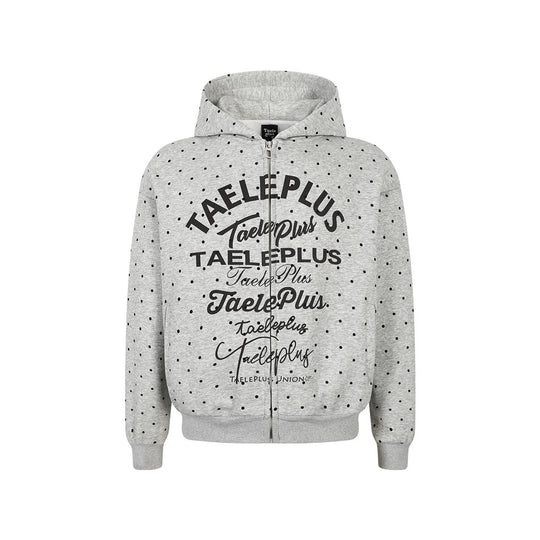 Damen Kapuzen-Sweatjacke mit durchgehendem Reißverschluss, Allover-Pünktchenmuster und mehrfacher Logogestaltung Nord Taschen