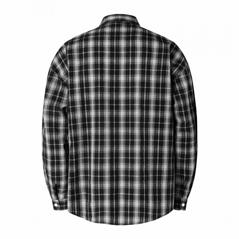 Unisex Oversize-Karohemd im Leinenmix mit Hemdkragen, Brusttasche und kastiger Silhouette Nord Taschen