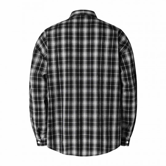 Unisex Oversize-Karohemd im Leinenmix mit Hemdkragen, Brusttasche und kastiger Silhouette Nord Taschen