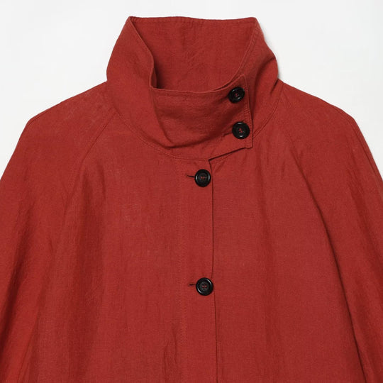 Damen Kurzjacke mit hohem Stehkragen, durchgehender Knopfleiste und Tunnelzug Nord Taschen