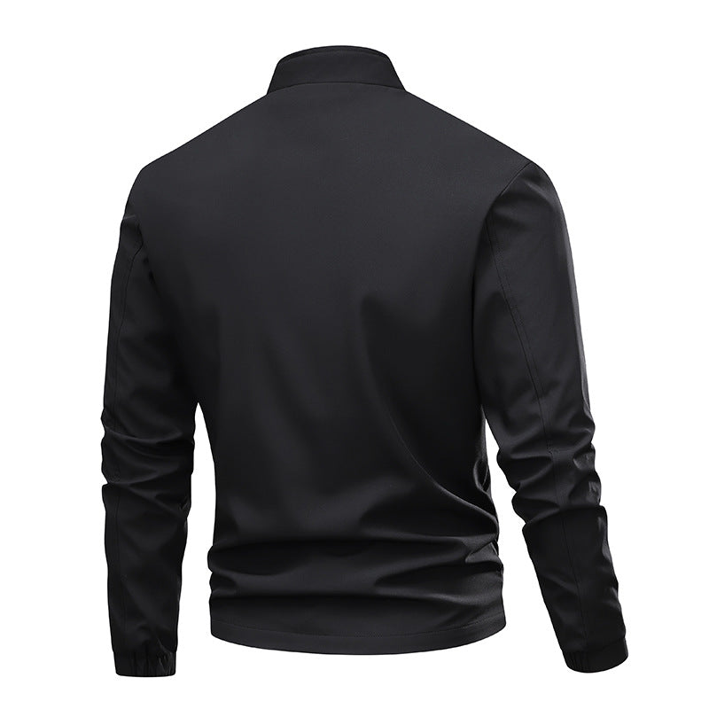 Herren Minimalistische Softshell-Bomberjacke mit Stehkragen, elastischen Bündchen & durchgehendem Reißverschluss Nord Taschen